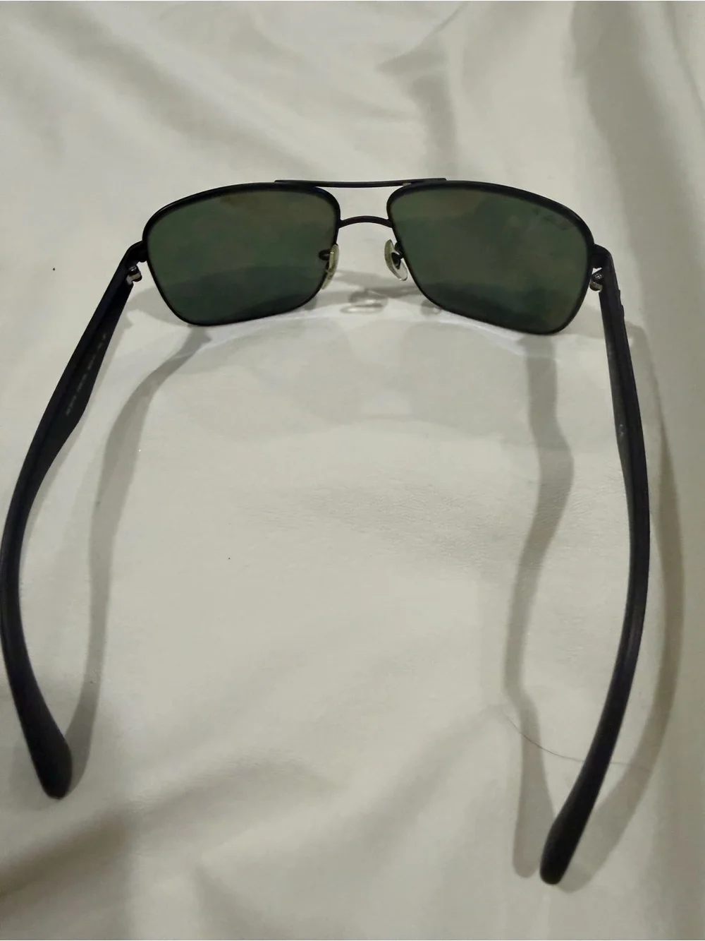 Ray-Ban Black Frame Sunglasses with Green Lenses